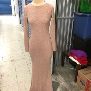 Long Dusty Rose/Blush Full Glitter Gown